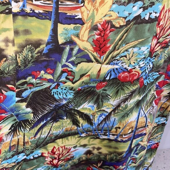 Reyn Spooner Dress Size Medium Vintage Rayon Hawaiian Print Peggy Chun Art Rare - Picture 10 of 13